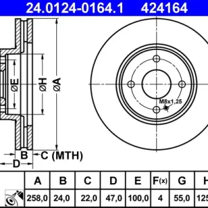 Top-Preis ATE 24.0124-0164.1 - Bremsscheibe