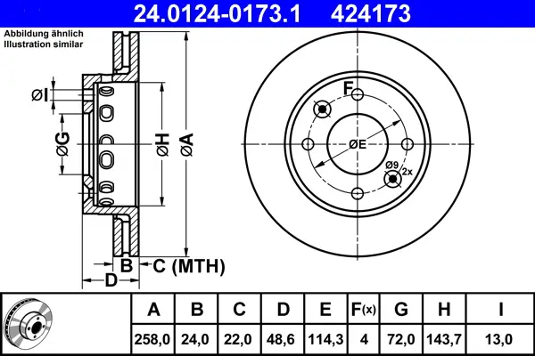 Letzte Chance ATE 24.0124-0173.1 - Bremsscheibe