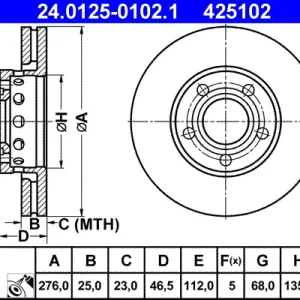Preisreduziert ATE 24.0125-0102.1 - Bremsscheibe