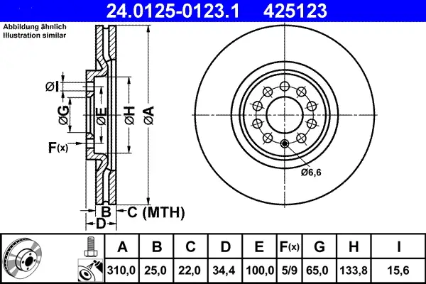 ATE 24.0125-0123.1 - Bremsscheibe Neuheit