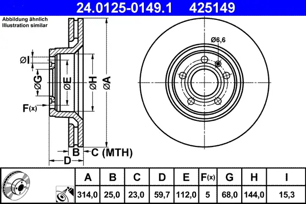 ATE 24.0125-0149.1 - Bremsscheibe Knallerangebot