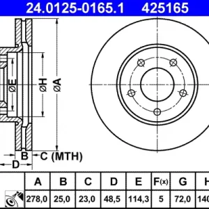 Sichere Zahlung ATE 24.0125-0165.1 - Bremsscheibe