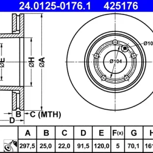 Sichere Zahlung ATE 24.0125-0176.1 - Bremsscheibe