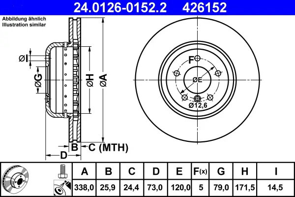 ATE 24.0126-0152.2 - Bremsscheibe Kracherpreis