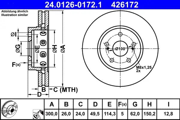 ATE 24.0126-0172.1 - Bremsscheibe Neue Kollektion