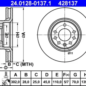 Sofort Bestellen ATE 24.0128-0137.1 - Bremsscheibe