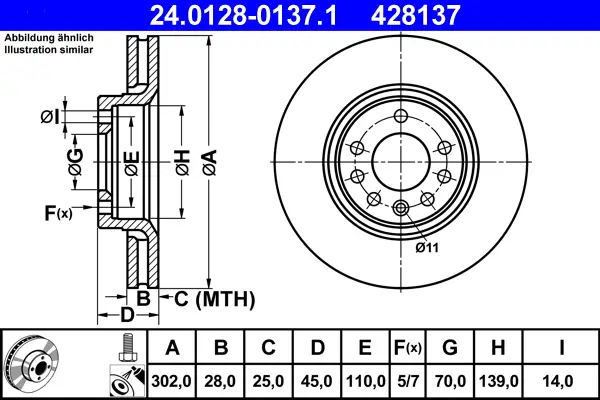 Sofort Bestellen ATE 24.0128-0137.1 - Bremsscheibe