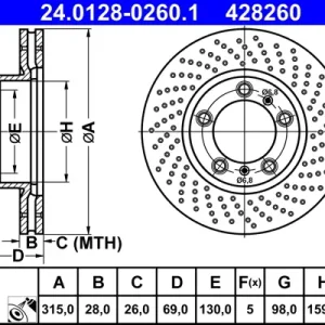 Saisonangebot ATE 24.0128-0260.1 - Bremsscheibe