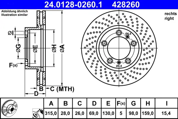 Saisonangebot ATE 24.0128-0260.1 - Bremsscheibe