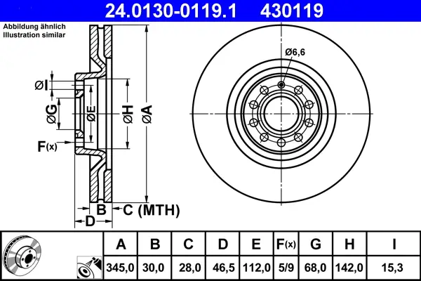 ATE 24.0130-0119.1 - Bremsscheibe Top-Preis