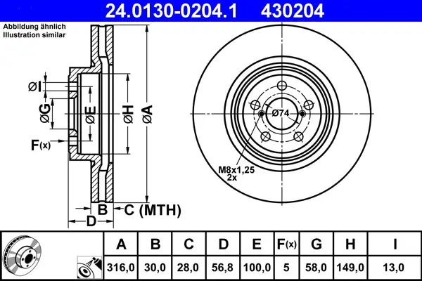 ATE 24.0130-0204.1 - Bremsscheibe Sofort Bestellen