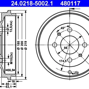 Neuheit ATE 24.0218-5002.1 - Bremstrommel