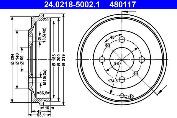 Neuheit ATE 24.0218-5002.1 - Bremstrommel