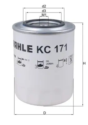 Zertifiziert MAHLE KC 171 - Kraftstofffilter