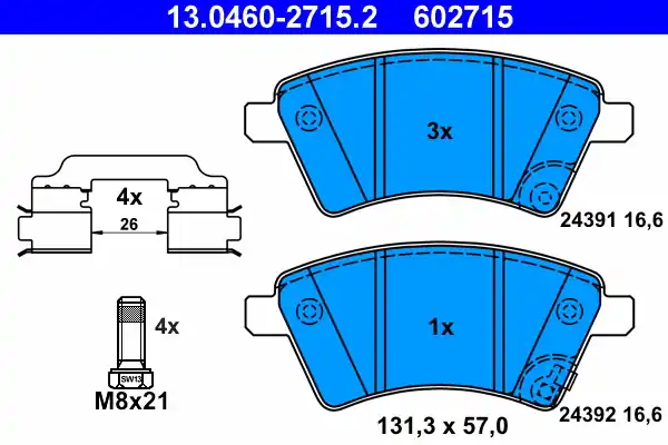 Top-Seller ATE 13.0460-2715.2 - Bremsbelagsatz, Scheibenbremse