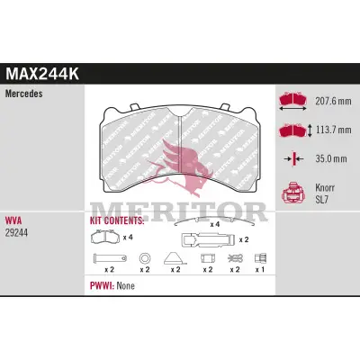 Schneller Versand MERITOR MAX244K - Bremsbelagsatz, Scheibenbremse - BRAKE PAD KIT