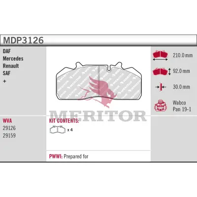 MERITOR MDP3126 - Bremsbelagsatz, Scheibenbremse - BRAKE PAD Top-Preis