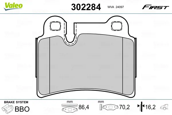Markenprodukt VALEO 302284 - Bremsbelagsatz, Scheibenbremse - FIRST