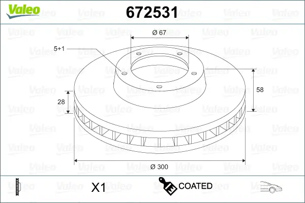 Saisonangebot VALEO 672531 - Bremsscheibe - COATED