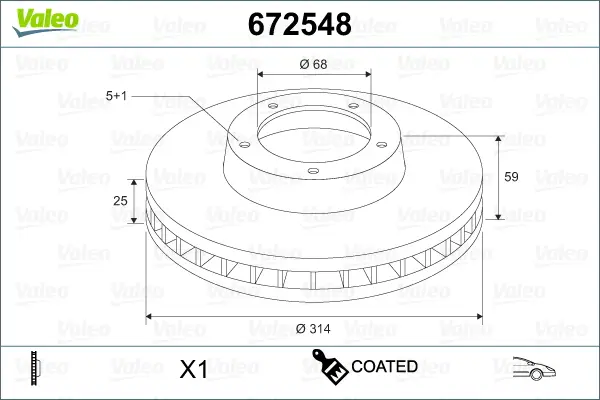 VALEO 672548 - Bremsscheibe - COATED Schnäppchen