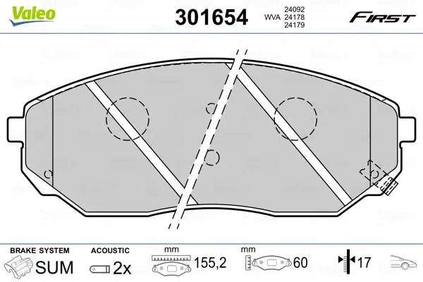 VALEO 301654 - Bremsbelagsatz, Scheibenbremse - FIRST Expressversand