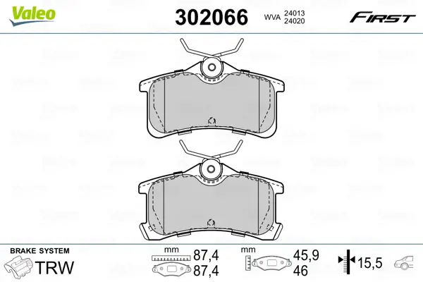 Neue Kollektion VALEO 302066 - Bremsbelagsatz, Scheibenbremse - FIRST