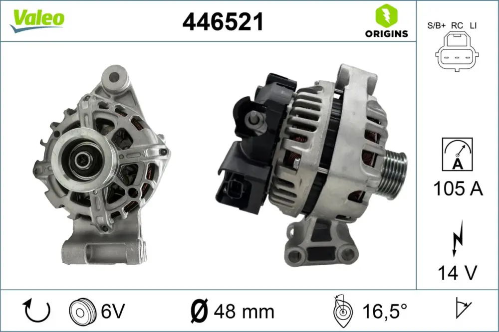 VALEO 446521 - Generator - VALEO ORIGINS NEW OE TECHNOLOGY Must-Have