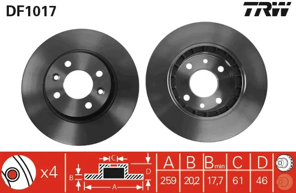 TRW DF1017 - Bremsscheibe Heißes Angebot