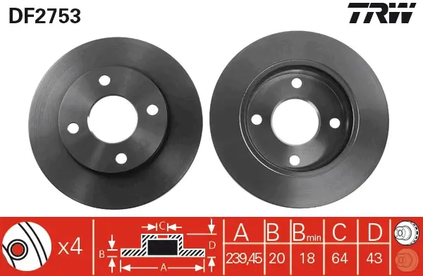Billig TRW DF2753 - Bremsscheibe