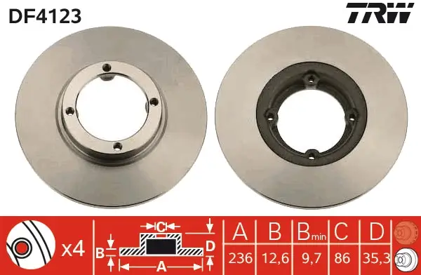 TRW DF4123 - Bremsscheibe Abverkauf