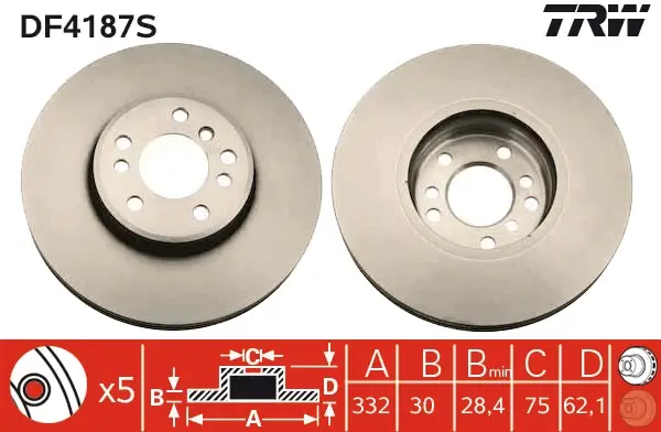 Must-Have TRW DF4187S - Bremsscheibe - TRW SINGLE