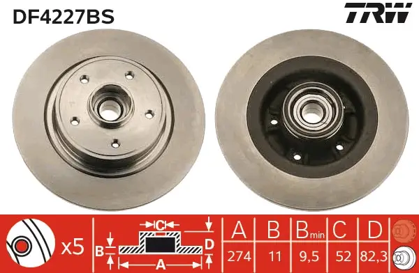 TRW DF4227BS - Bremsscheibe - TRW SINGLE Neue Ware