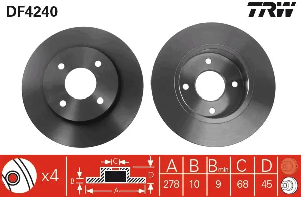 Sichere Zahlung TRW DF4240 - Bremsscheibe