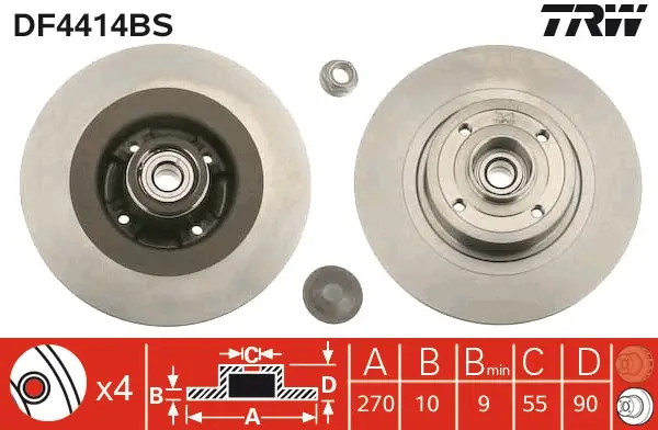 Saisonangebot TRW DF4414BS - Bremsscheibe - TRW SINGLE
