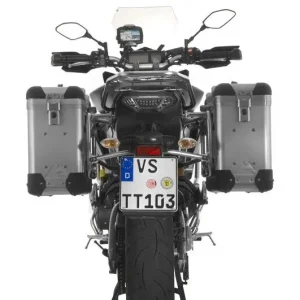 Aktuell Motorrad Alukoffer System ZEGA Pro 31/31 Liter mit Edelstahlträger schwarz für Yamaha MT-09 Tracer (2015-2017)
