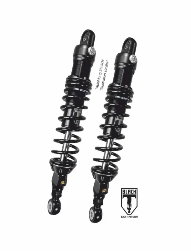 BLACK-T Stereo Federbein Set Stage2 für Harley Davidson FLH / FLTR Road Glide / Road King / Street Glide 2015-2020 (Länge 12 Zoll) Kracherpreis
