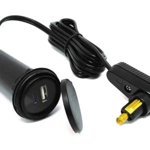 USB-Tankrucksack-Kabel mit Twin-Lader (USB-A und USB-C) und Winkelstecker für DIN-Bordsteckdose Sofort Bestellen