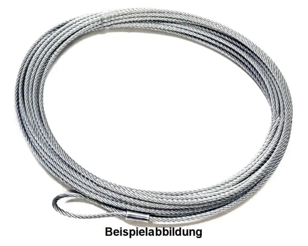 Stahlseil 6m x 8,5mm, 67 kN, Kausche, Haken, Ende spitz Preiswert