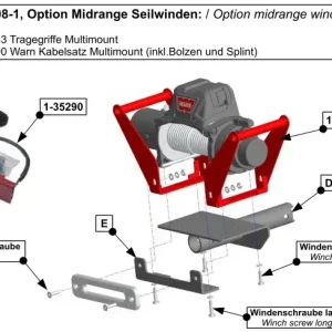 Option Midrange Seilwinden für Hidden Multi-Mount, inkl Tragegriffe und Kabel Heißes Angebot