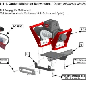 Saisonangebot Option Midrange Seilwinden für Hidden Multi-Mount, inkl Tragegriffe und Kabel