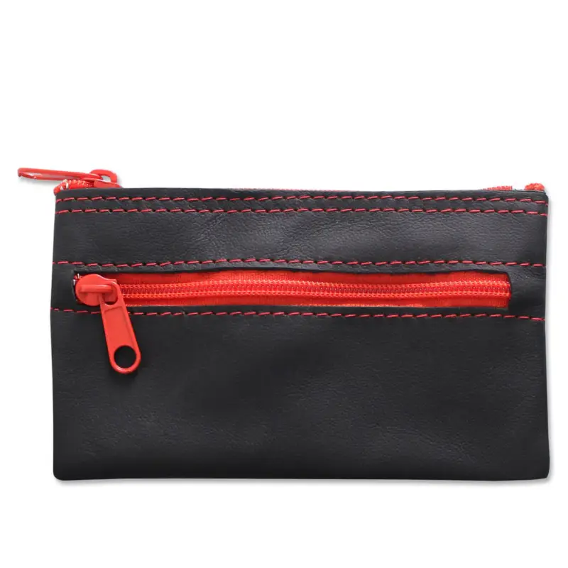 Schlüsseltasche Colo 2 Fächer, mit roten Reißverschlüssen Schwarz/Rot Highlight