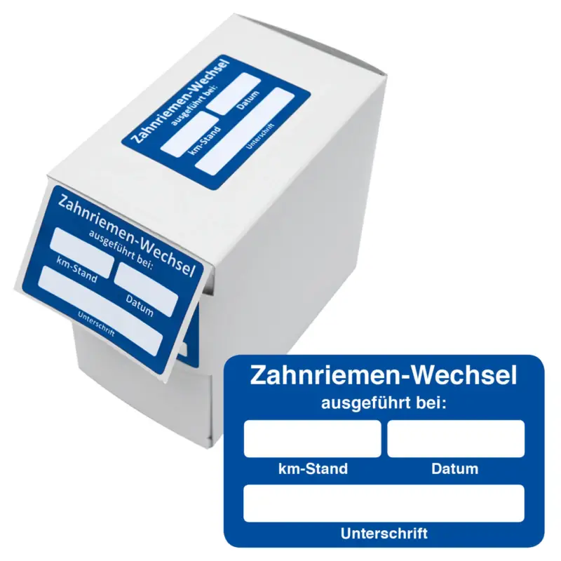 Wochenendangebot Kundendienst-Etikett Zahnriemenwechsel ausgeführt bei in Spenderbox
