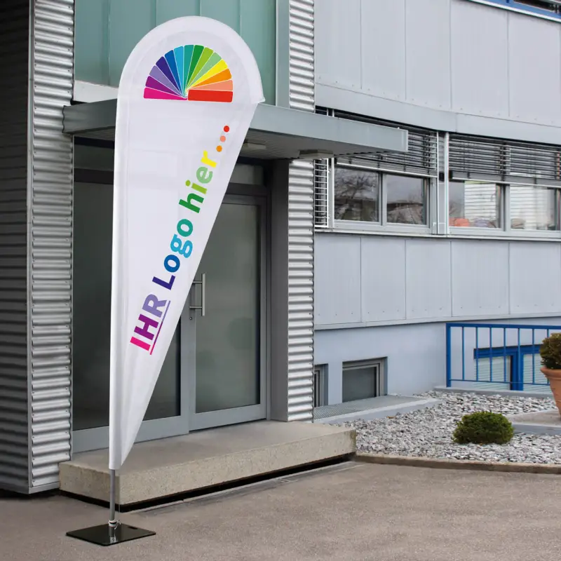 Jetzt Kaufen Wings-Banner Set Event mit Ihrem Logo, Set mit Tasche Bodenplatte,Gestänge Set Bodenplatte