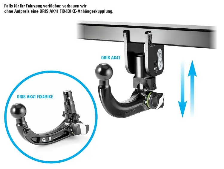 Nur Heute ORIS AK41/AK41 FIX4BIKE vertikal abnehmbare Anhängerkupplung